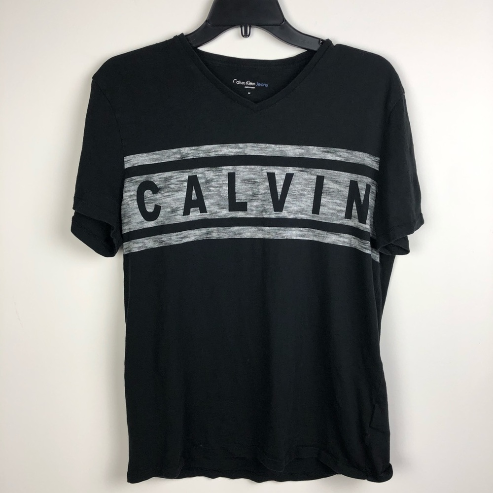 Calvin Klein Men's Black Short Sleeve Calvin Graphic Tee Size Medium